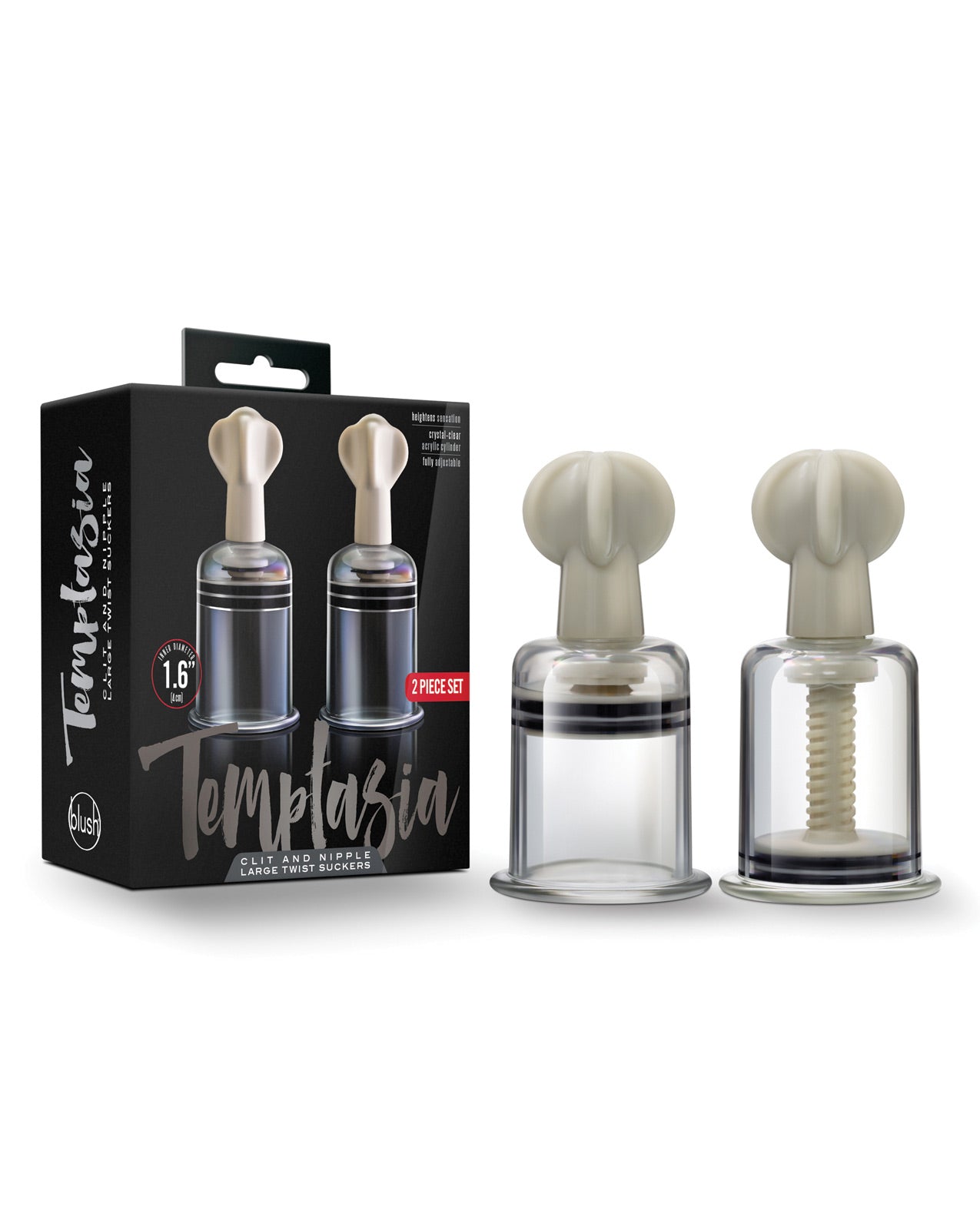 Blush Temptasia Clit & Nipple Large Twist Suckers - Clear Set of 2
