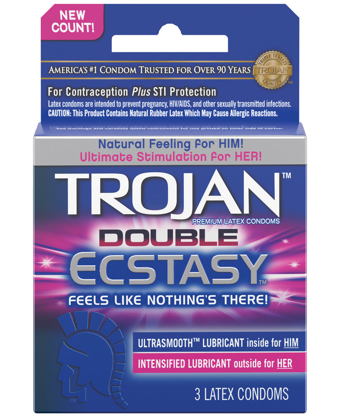 Trojan Double Ecstasy Condoms - Box of 3