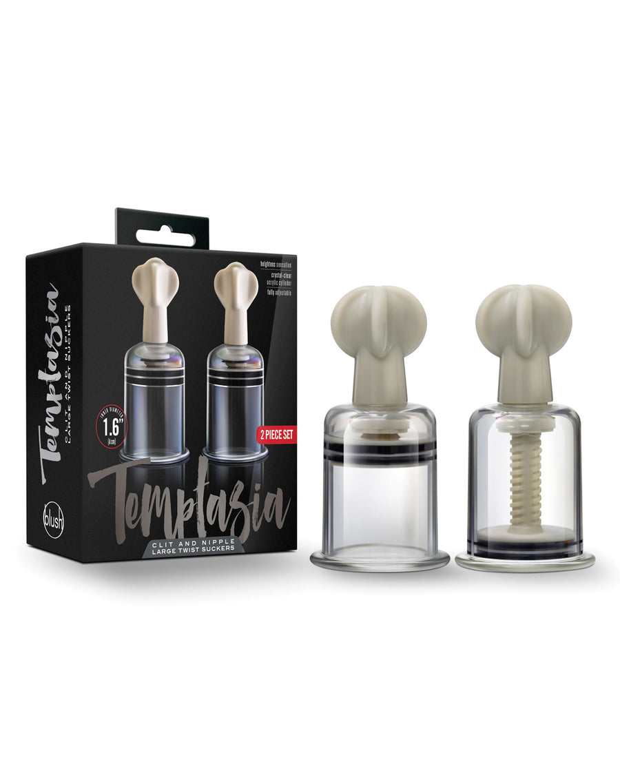 Blush Temptasia Clit & Nipple Large Twist Suckers - Clear Set of 2