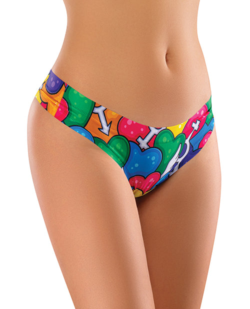 Mememe Pride Hearts Printed Thong XL