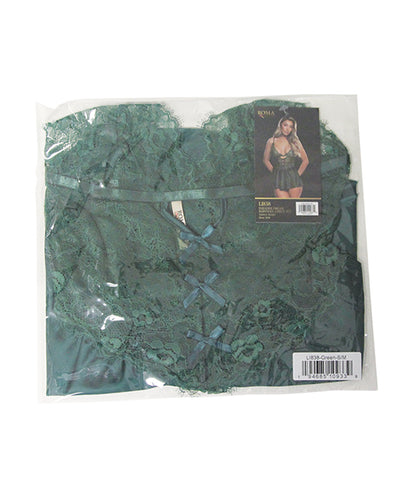 Paradise Dream Lace and Chiffon Babydoll w/Thong 2 pc Set - Green L/XL